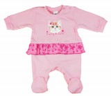 Asti Hosszú ujjú fodros baba rugdalózó cica mintával