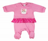 Asti Hosszú ujjú fodros baba rugdalózó cica mintával