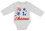 Asti "My first Christmas" feliratos hosszú ujjú karácsonyi baba body| kombidressz fehér