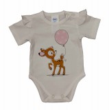 Asti Rövid fodros ujjú baba body cuki Őzikés mintával