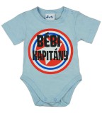 Asti Rövid ujjú baba body "Bébi kapitány" felirattal