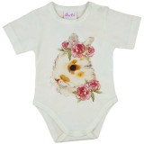 Asti Rövid ujjú baba body nyuszis mintával natúr