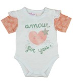 Asti Rövid ujjú baba body szívecskés mintával