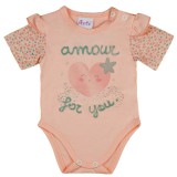 Asti Rövid ujjú baba body szívecskés mintával