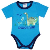 Asti Rövid ujjú kisfiú baba body dinós mintával kék