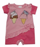 Asti Rövid ujjú kislány baba napozó Cicás mintával