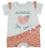 Asti Rövid ujjú kislány baba napozó szívecskés mintával