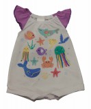 Asti Rövid ujjú kislány baba napozó Tengeri állatok mintával