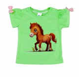 Asti Rövid ujjú lány póló Lovas mintával
