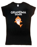 Asti Rövid ujjú női póló cápás mintával "Grandma shark" felirattal