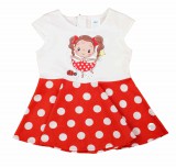 Asti Rövid ujjú pamut kislány ruha fodros, pörgős szoknyarésszel