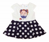 Asti Rövid ujjú pamut kislány ruha fodros, pörgős szoknyarésszel