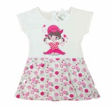 Asti Rövid ujjú pamut kislány ruha, pörgős szoknyarésszel