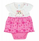 Asti Rövid ujjú szoknyás baba body cuki Virágos cica mintával