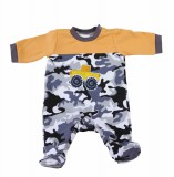 Asti Terep színű traktoros mintával belül bolyhos baba rugdalózó