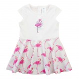 Asti Ujjatlan pamut kislány ruha, flamingó mintával