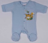 Asti Vékony, pamut, elöl patentos kisfiú rugdalózó Kisróka mintával