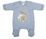 Asti Vékony, pamut, elöl patentos kisfiú rugdalózó Szafaris mintával