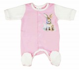 Asti Vékony, pamut, elöl patentos kislány rugdalózó Nyuszi mintával