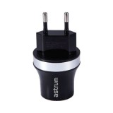 Astrum CH220 fekete - ezüst hálózati töltő 2.1A 2xUSB micro USB adatkábellel A92522-S 10W