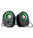 Astrum SU115 fekete-zöld 2.0 csatornás 3,5MM multimédia hangszóró USB-s áramellátással, hangerőszabályozóval, prémium hangzással 2 X 3W