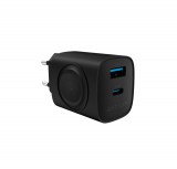 Astrum Watz 20W hálózati PD, GaN töltő vezeték nélküli töltéssel, 1X Type-C 1X USB-A, 20W, 3A, fekete