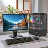 ASUS Komplett Gamer PC Szett Formula V Line Crystal i3-13100F/16GB/512GB NVMe SSD/RTX3050 8GB + Dell P2212H 22" FHD Monitor + Meetion MT-C100 Vezetékes Billentyűzet+Egér