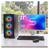 ASUS Komplett Gaming PC Szett Montech X5M Black AMD Ryzen 5 4500/16GB DDR4/1TB NVMe SSD/RTX 3050 6GB/Fujitsu B27-8 27" FHD Monitor/Meetion Vezeték nélküli Billentyűzet+Egér/Windows 11 vagy 10