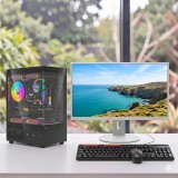 ASUS Komplett PC Szett Formula V Line Crystal i3-13100F/16GB/512GB NVMe SSD/RTX 3050 8GB Gamer PC + Fujitsu B27-8 27" FHD Monitor + Meetion MT-4100 Vezeték Nélküli Billentyűzet és Egér