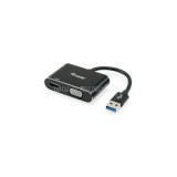 Átalakító Kábel - 133386 (USB3.0 - VGA+HDMI, apa/anya, 1920x1080/60Hz, fekete) (EQUIP_133386)