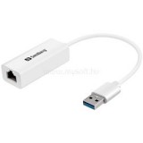 Átalakító - USB3.0 Gigabit Network Adapter (USB3.0, RJ45, 10/100/1000Mbps, fehér) (SANDBERG_133-90)