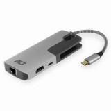 ATC ACT AC7042 dokkoló állomás és port replikátor Vezetékes USB 3.2 Gen 1 (3.1 Gen 1) Type-C Fekete, Szürke (AC7042)