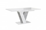 Ateir VINEY - Bővíthető Étkezőasztal - magasfényű fehér/beton