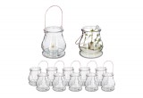 Átlátszó lámpás, mécsestartó 6 darabos készletben