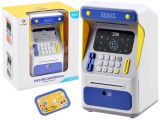 ATM Pénzautomata (Persely) Gyerekeknek-Fény és Hanghatásokkal-ATM Kártyával-Arcfelismerő Funkcióval-PIN zárral-Kék
