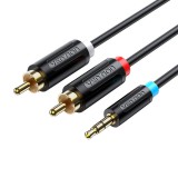 Audio adapter kábel 3,5 mm-es férfi 2x férfi RCA 5m Vention BCLBJ Fekete