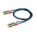 Audió kábel, 2 RCA fém dugó-2 RCA fém dugó, 1 m