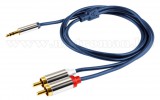 Audió kábel 3.5 mm sztereó jack fém dugó 2 x RCA fém dugó A49-4M