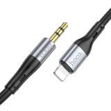 Audio kábel, aux kábel, iPhone 8pin, lightning - jack 3,5mm, fekete, 1m, Hoco UPA22
