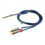 Audiókábel, 3,5 mm sztereó dugó, 2 x RCA, 4 m