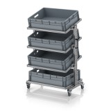 AUER Rendszerkocsi 80 x 60 Euro ládához, magasság 134 cm, dönthető EG SWN 134 8622