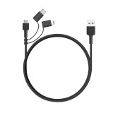 AUKEY CB-BAL5 3in1 USB apa - MicroUSB + USB C + Lightning apa Adat- és töltőkábel 1.2m - Fekete (CB-BAL5)