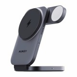 Aukey MagFusion Z 3 az 1-ben vezeték nélküli töltőállomás, Qi2, összecsukható, mágneses, fekete - LC-MC312