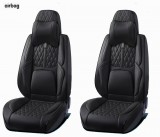 AUTOLIFE 15 részes prémium műbőr üléshuzat szett nyakpárnákkal - légzsákos - osztható - fekete