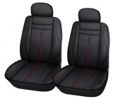 AUTOLIFE 2db-os műbőr üléshuzat - légzsákos - fekete-piros