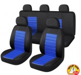 AUTOLIFE 9 részes, két helyen osztható - légzsákos - univerzális üléshuzat szett - kék-fekete - 203-6BBL-AZ