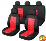 AUTOLIFE 9 részes, két helyen osztható - légzsákos - univerzális üléshuzat szett - piros-fekete - 203-6BR-AZ