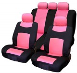 AUTOLIFE 9 részes osztható univerzális üléshuzat szett - légzsákos - pink-fekete AD008P