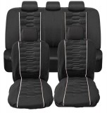 AUTOLIFE 9 részes univerzális üléshuzat szett - légzsákos - fekete színű - fehér csíkokkal