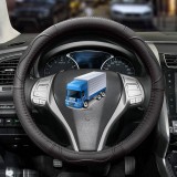 AUTOLIFE Teherautós valódi bőr kormányvédő - fekete - 49cm